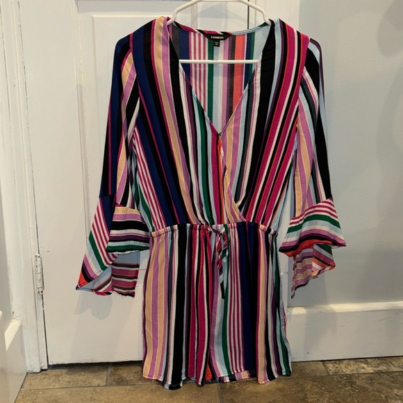 Express - Multicolored Striped Romper - Picture 1 of 6